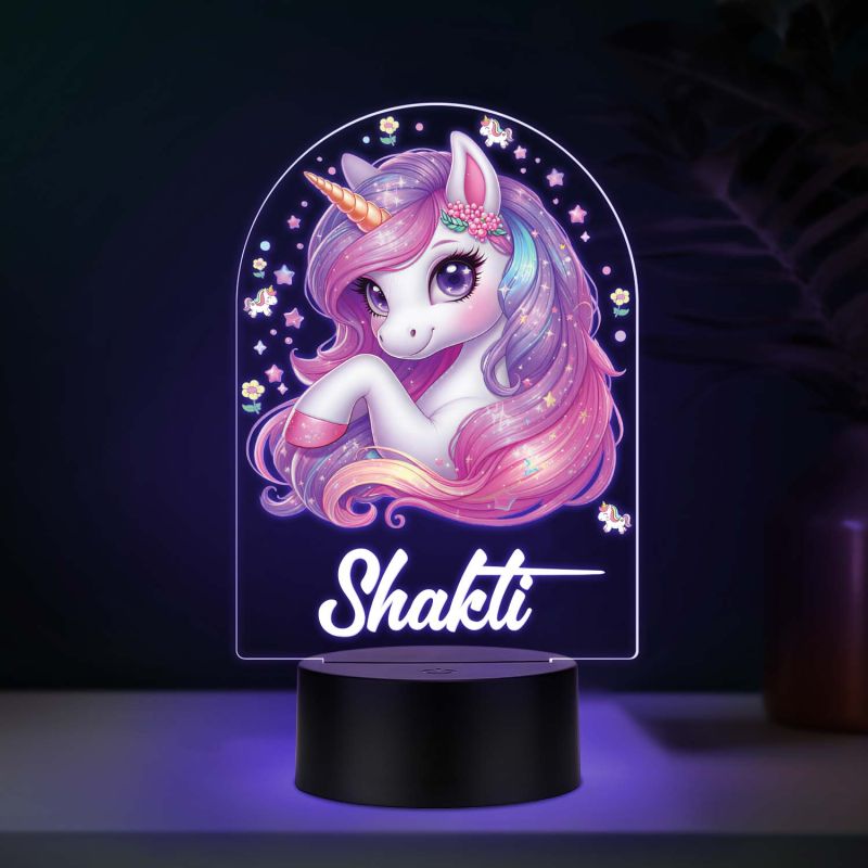 Personalized Unicorn UV Print 3D Night Light – 7 Color Changing LED Acrylic Lamp